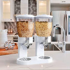 Dual Food Dispenser - Dry Food Dispenser Perfect As A Candy, Nuts, Rice, Granola, Cereal & more Dispenser. Dispenses 1 Ounce Per Twist! Stores Food, and Keeps Your Food fresh (White)