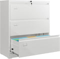 DEVAISE Metal Lateral File Cabinet with Lock, 3 Drawer Filing Cabinet for Legal/Letter/A4/F4 Size, Storage Cabinet for Home Office School, Assembly Required, 16" D x 35" W x 41" H