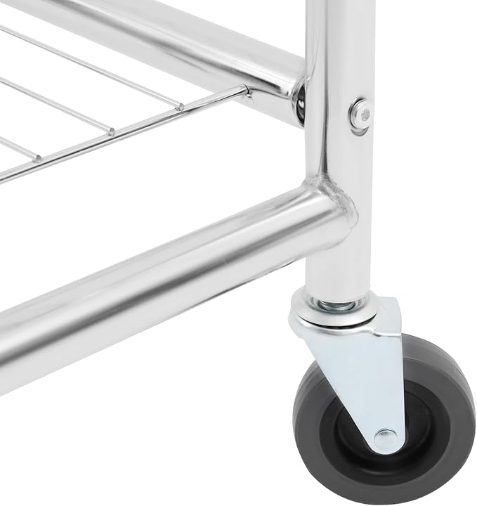 Laundry Cart with Hanging Rack, Wire Laundry Basket with Wheels, Laundry Hamper with Storage Basket & Shoe Rack, Rolling Laundry Hamper Sorter for Laundry Room Bathroom Bedroom, Silver