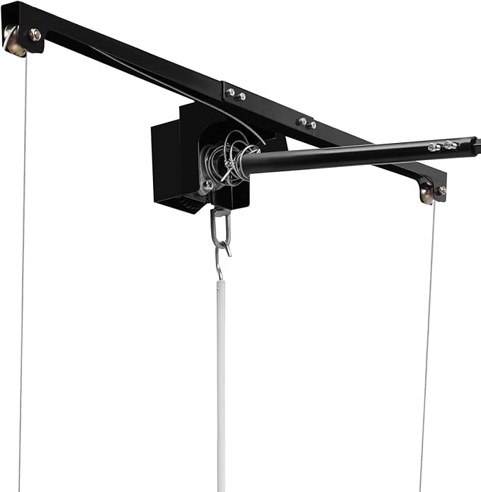 Overhead Garage Storage Rack Metal Garage Ceiling Storage Rack Ceiling Shelf Overhead Organization 300lbs Load Bearing Capacity Max Adjustable Height: 79in (48 * 48in L*W, Matte Black)