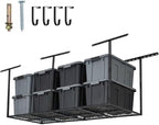 PeakPursuit 3x8FT Overhead Garage Storage Rack, 600LB Capacity Heavy Duty Ceiling Storage Racks, 22-40" Height Adjustable Metal Organizer System for Seasonal Items & Tools
