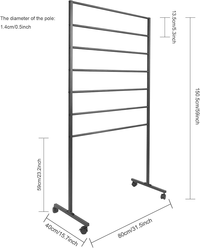 7-Tier Movable Scarf Organizer Holder Accessory Display Stand, Freestanding Metal Organizer Rack for Retail Stores, Towel, Belts, Ties, and Pants