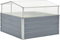 Galvanized Steel Outdoor Greenhouse 39.4 x 39.4 x 33.5 in Gray PC Panels Adjustable Roof Modern Garden House for Patio Terrace Balcony