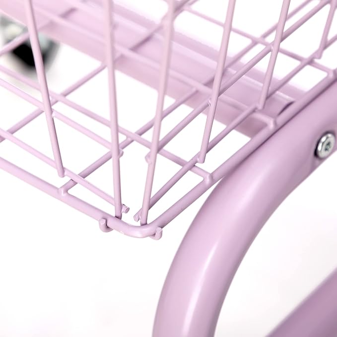 ALIMORDEN Laundry Cart with Clothes Rack, Rolling Laundry Butler with Wire Storage Rack，Purple