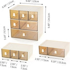 Desktop Storage Drawers, Plastic Desk Organizer with 6 Drawers, Modular Stackable Toolbox Units for Office Stationary, Makeup Container, Bathroom Countertop (3 Tiers, Cream & Clear)