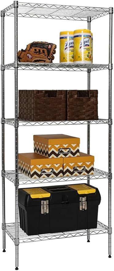 Chrome 5-Shelf Wire Shelving 24"x14"x60" (Chrome)