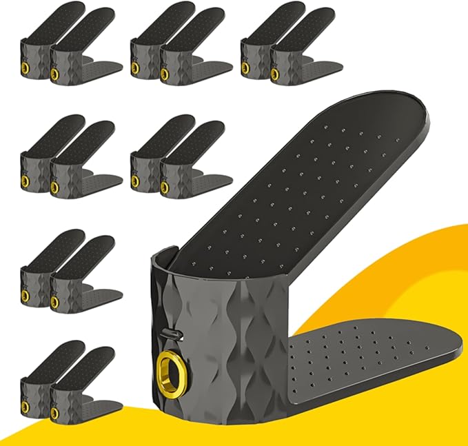 15 Pack Shoe Slots Organizer, Adjustable Shoe Stacker for Closet Storage, Double Layer Space Saver, Durable and Stackable Shoe Holder for Sneakers Heels and Flat