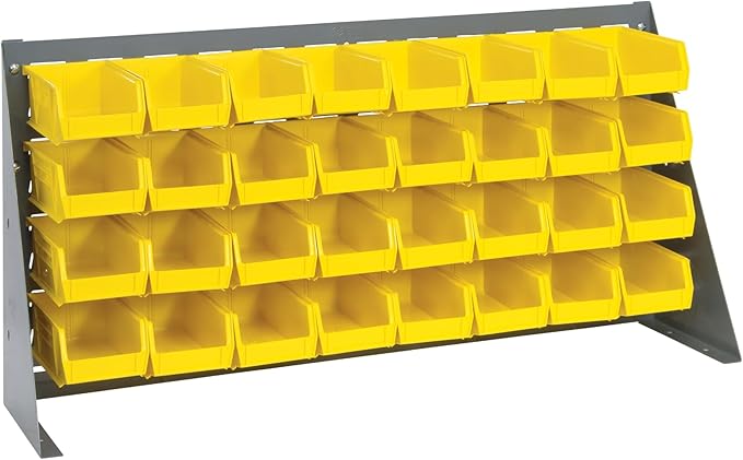 Quantum Storage Systems QBR-3619-220-32YL Ultra Bin Complete Bench Rack Package with 32 Ultra Bins, 36" x 8" x 19" , Yellow