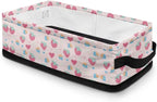 Storage Bin Organizer Collapsible Fabric Basket for Bathroom Kitchen Office Home Storage with Handles for Easy Carrying 13.89 x 7.13 x 4.37 Inch, Strawberry Love Flower Pink