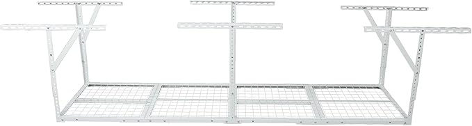 2 X 8 FT Garage Ceiling Storage Racks, Heavy Duty Overhead Garage Storages Rack with Adjustable Hight, Metal Hanging Garages Storage Rack with Support Rod, 22''- 40" Adjustable, 450 LBS (White, 2x8FT)