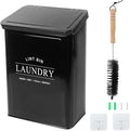 DreamsEden Laundry Lint Bin with Brush, Magnetic Wall Mount Container, 7 x 10 inch Steel Lint Collector 3.5L Storage Holder Organizer for Dryer Sheets Wool Balls Laundry Pods (Black)