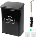 DreamsEden Laundry Lint Bin with Brush, Magnetic Wall Mount Container, 7 x 10 inch Steel Lint Collector 3.5L Storage Holder Organizer for Dryer Sheets Wool Balls Laundry Pods (Black)