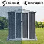 Heavy-Duty Outdoor Garden Shed with Aluminum Alloy Frame, Hinged Door, and Stable Foundation for Secure Storage (6x4 Feet Grey with Metal Base)