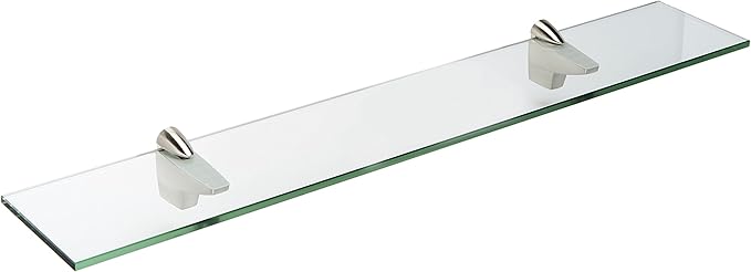 Spancraft Glass F-6x18-Brushed Steel Falcon Glass Shelf, Brushed Steel, 6" x 18"