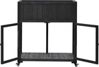 GOWE TOPMAX Patio 35.4''x17.7''x37.4'' Mini Wood Cold Frame, Compact 2 Doors Garden Greenhouse with Wheels, Raised Bed with Liner for Indoor Outdoor Use, Black