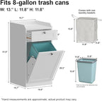 Single Tilt Out Trash Can Cabinet, Dog-Resistant, Fits 13.8"H Bins (Max 11.8"x11.8" Base), Easy Assembly, White for Kitchen & Laundry