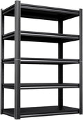 Heavy Duty 5-Tier Garage Shelving Unit (2500 LBS Capacity) – 71.2" Hx35 Wx16 D Adjustable Metal Storage Rack, Industrial Steel Utility Shelves for Garage, Pantry, Warehouse, and Basement Black