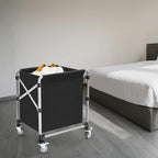 Commercial Laundry Cart with Wheels,Folding Laundry Hamper Cart,Heavy Duty Rolling Laundry Basket with Large Capacity,Laundry Sorter Trolley for Home Hotel Apartment (Black, 23.62 * 19.69 * 23.62in)