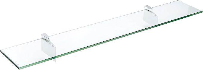 Spancraft Glass R-8x18-Chrome Raven Glass Shelf, 8" x 18", Chrome