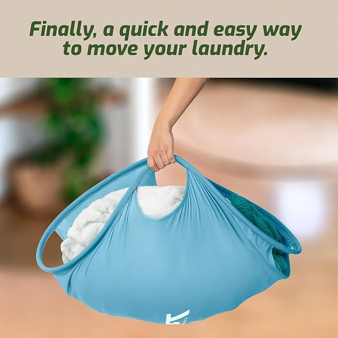 Laundry Turtle Collapsible Laundry Basket | Revolutionary Foldable Laundry Hamper | Innovative Laundry Basket for Dirty Clothes Washing & Dryer Removal Portable Laundry Grabber (Aqua, Large)