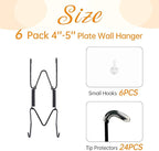 Bilillo 6 Pack Plate Hangers for the Wall, Suitable for 4-5 Inch Decorative Plate, Invisible Heavy Duty Wire Plate Holder with Wall Hooks, Plate Hangers for Displaying Plates, Platter, Dish (Black)