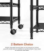Simple Deluxe Shelving Unit - 3 Tier Shelf for Garage Storage, Black, 24.02" W x 13.78" D x 29.92" H, 750 Lbs Capacity, Adjustable Shelves, Leveling Feet, Caster Wheels for Easy Mobility,Black