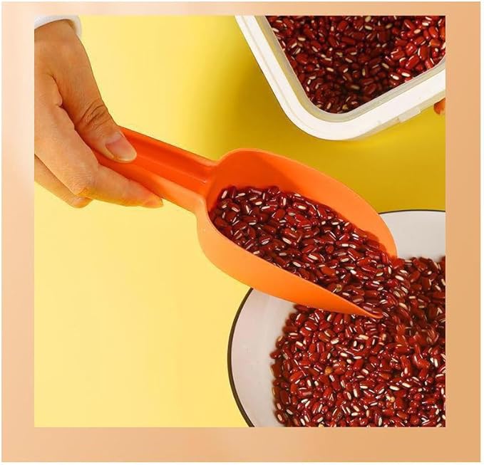 Set of 3 Ice Scoop, Plastic Kitchen Ice Scoop for Canisters or Ice Maker, Food Scoops for Canisters, Freezer, Flour, Dry Foods, Coffee Beans, Pop Corn, Pet Dog Cat Food (Orange)