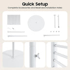 Scarf Organizer Stand, 67" Freestanding Scarf Display Rack with 30 Rods, Metal Spiral Scarf Holder Belt Pants Hanger for Commercial Clothing Retail Store Home, Space Saving Shelves(White)
