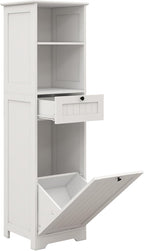 Compact Laundry Sorter Cabinet with Tilt-Out Basket Drawer White, Durable Easy to Assemble Space-Saving Design for Bathroom Laundry Room Balcony Narrow Spaces