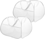 2 Pack Collapsible Laundry Baskets, 90L Large Foldable Laundry Basket, Durable Mesh Pop Up Hampers for Laundry, Dirty Clothes Laundry Hamper for Bedroom, Bathroom, Dorm, Laundry Room, Travel White