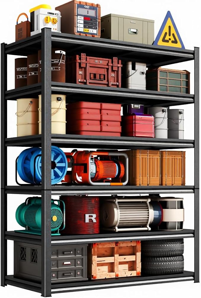 6 Tier Extra Tall & Wide Heavy Duty Garage Shelving, Metal Shelving Unit, Adjustable Garage Storage Shelves for Warehouse, 45.3" W x 18" D x 78" H