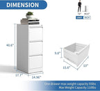 3 Drawer File Cabinet with Lock,Metal Vertical Filing Cabinets for Home Office,Heavy Duty File Storage Cabinet for Letter/Legal/A4/F4 Size File,Assembly Require (White, Vertical 3 Drawer)