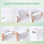 Collapsible File Organizer Box with Handle,12.20x5.11x9.84Inches, Filing Organizer for Home or Office, Small Portable File Box(2 Packs, White)