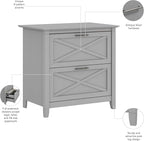 Bush Home Key West 2 Drawer Lateral File Cabinet in Cape Cod Gray, Document Storage for Home Office, Accent Chest with Drawers