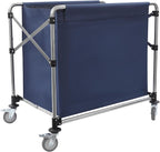 Commercial Laundry Cart with Wheels 220LBS Load Laundry Cart Rolling Laundry Basket with Removable Bag Foldable Laundry Sorter for Home, Hotel, Hospital (Blue)