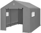 Best Choice Products 10x8ft Outdoor Storage Shed, Carport, Canopy Shelter, Dual Doors & Windows, Metal Frame, Weather-Resistant, Perfect for Storing Motorcycle, Bike, Garden Tools – Gray