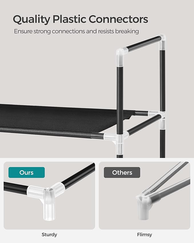 SONGMICS 5-Tier Shoe Rack, Shoe Storage for Hallway Closet, Slim and Space-Saving, Metal Frame, Non-Woven Fabric Shelves, Black ULSH55H