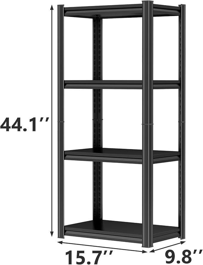 4-Tier Metal Garage Shelving Heavy Duty Adjustable Storage Shelves 2000lbs Capacity Steel Shelving Units Tool Rack Corner Shelf for Heavy Equipment and Tools (15.7" W × 9.8" D × 44.1" H)