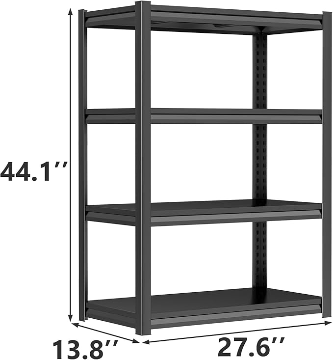 4-Tier Metal Garage Shelving Heavy Duty Adjustable Storage Shelves 2000lbs Capacity Steel Shelving Units Tool Rack Corner Shelf for Equipment & Tools (27.6" W × 13.8" D × 44.1" H)