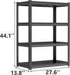 4-Tier Metal Garage Shelving Heavy Duty Adjustable Storage Shelves 2000lbs Capacity Steel Shelving Units Tool Rack Corner Shelf for Equipment & Tools (27.6" W × 13.8" D × 44.1" H)