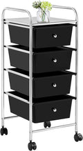 Yaheetech 4 Drawers Cart Rolling Storage Organizer Metal Frame Plastic Drawers Trolley Organizer on Wheels, Black