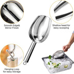 Metal Ice Scoop，Kitchen Ice Scooper for Ice Maker,Stainless Steel Small Ice Scooper for Freezer，Kitchen Gadgets Cookie Flour Pet Dog Food Scoop (silver, 6OZ)