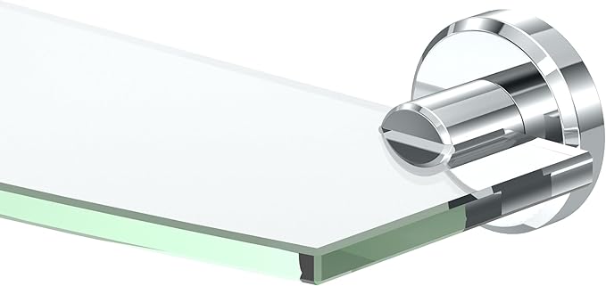 Gatco 5456 Locke Glass Shelf, 20”, Chrome/Wall Mounted 20.13" X 5.38" Tempered/Floating Rectangle Glass Shelf for Bathroom