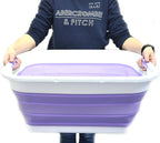SAMMART Set of 2-41L(10.8 gallon) Collapsible Plastic Laundry Basket-Pop Up Storage Container-Portable Washing Tub-Space Saving Hamper,Water capacity:32L(8.4 gallon) (2 rectangular, Lt. Purple)