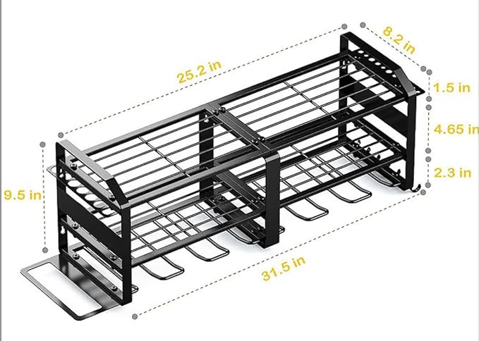 3-Tier Wall Mounted Power Tool Organizer, Heavy Duty Storage Rack, Tool Shelf for Garage & Workshop (3-Tier with 6 Slots)