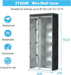Shelf Covers for Wire Shelving Clothes Rack Cover, dustproof, Waterproof, Sunscreen, Front Transparent Panel Design for Easy Viewing, Suitable for 36" Lx24 Dx72 H (Cover only)