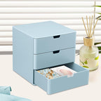 3-Drawer Vanity Organizer, Compact Storage Organization Drawers Blue