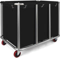 Commercial Laundry Cart with Wheels, 470L Industrial Rolling Laundry Basket, Large Heavy Duty Laundry Sorter with Watertight Oxford Bag & Sturdy Steel Frame for Home, Hotel, Hospital, 440 lbs (Black)