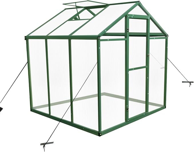6x6 FT Outdoor Greenhouse, Polycarbonate Greenhouse with Raised Base and Aluminum Frame,Heavy-Duty Walk-in Greenhouses with Air Vent for Patio, Backyard,Lawn(6x6 FT)