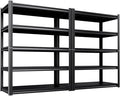 2Pack 46" W Heavy Duty Garage Shelving - 5 Tier Metal Storage Shelves (2500 LBS Total Capacity), Adjustable Steel Utility Rack for Pantry, Warehouse, Basement, Shop - 71" Hx46 W x 20" D,Black